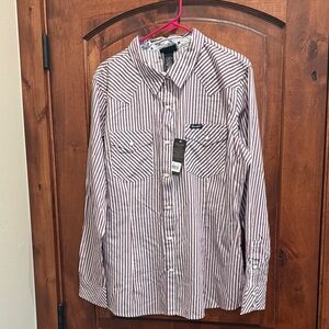 Wrangler Red and White Striped Pearl Snap